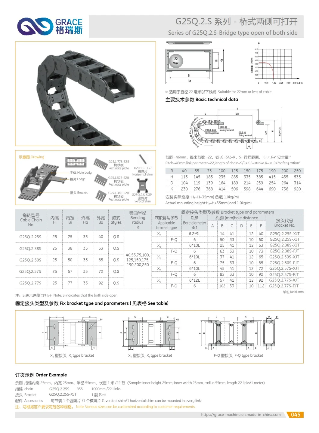 Bridge Type Plastic Cable Chains for Textile Machine