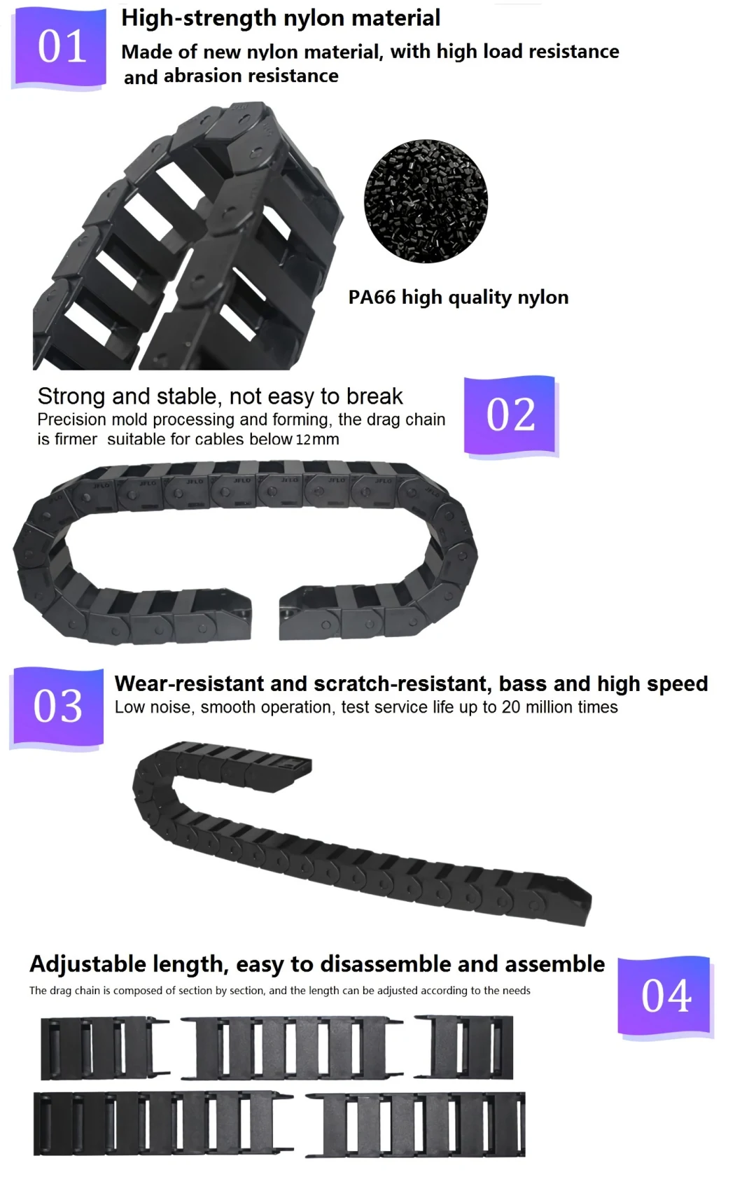 Bridge Type Plastic Cable Chains for Textile Machine